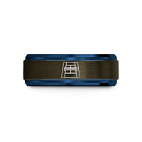 best presents for couples – gunmetal & blue tungsten tennis court wedding band