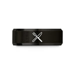 tungsten wedding bands – black tungsten crossed fork knife wedding band