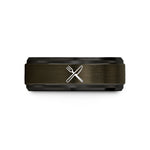 laser engraved rings – gunmetal & black tungsten crossed fork knife wedding band