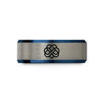 tungsten wedding bands men – blue & gray tungsten endless loop knot wedding band
