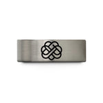 engraved rings for him – blue & grey tungsten endless loop knot wedding band