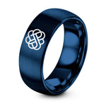 Couples Engagement Rings Set – blue tungsten endless loop knot ring