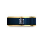 matching promise ring set – gold & blue tungsten skis poles wedding band
