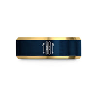 matching promise ring set – gold & blue tungsten skis poles wedding band