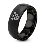 Couples Gift for Boyfriend – black tungsten crossed trumpets star ring