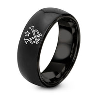 Couples Gift for Boyfriend – black tungsten crossed trumpets star ring