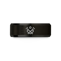 romantic presents for couples – black tungsten crossed trumpets star wedding band