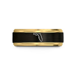 engraved ring for her – black & gold tungsten florida wedding band