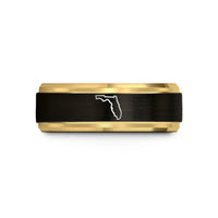 engraved ring for her – black & gold tungsten florida wedding band