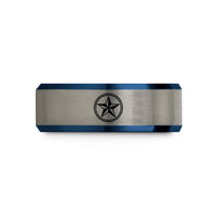 romantic presents for him – black & blue & gray tungsten nautical star wedding band