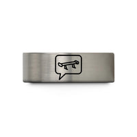 presents for him birthday – black & blue & grey tungsten speech bubble wedding band