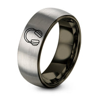 Couples Gifts for Anniversary – gunmetal & grey tungsten closed back headphones ring