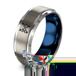 Couples Gifts for Her – blue & silver tungsten play icons ring