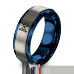 blue & grey tungsten play icons ring
