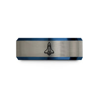romantic presents for her – black & blue & gray tungsten space shuttle wedding band