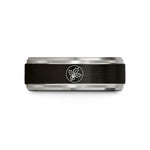 romantic rings for couples – black & blue & silver tungsten yule holly berries wedding band