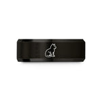 personalized rings for couples – black tungsten kitten silhouette sitting wedding band