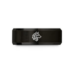 engraved rings for couples – black tungsten tribal wolf wedding band