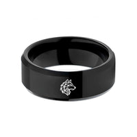 matching rings for couples – black tungsten tribal wolf wedding band