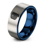 men's black rings – blue & gray tungsten rope coil ring