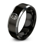 laser engraved rings men – black & gray tungsten whiskers heart ring