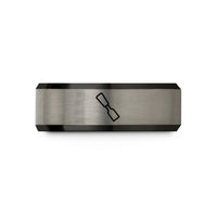unique presents for couples – black & gray tungsten chisel wedding band