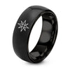 Compass Star – Tungsten Wedding Band, 8 mm, Black Comfort-Fit Unisex