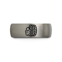 special presents for pairs – black & gray tungsten burnout tire track wedding band