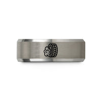 personalized presents for partners – black & silver tungsten burnout tire track wedding band