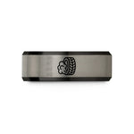special presents for pairs – black & gray tungsten burnout tire track wedding band