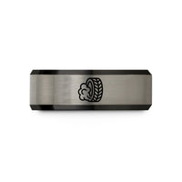 special presents for pairs – black & gray tungsten burnout tire track wedding band