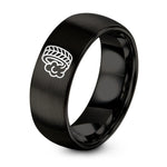 Couples Gifts for Valentine’s Day – black tungsten burnout tire track ring
