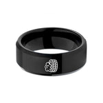 romantic present ideas couples – black tungsten burnout tire track wedding band