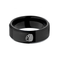 romantic present ideas couples – black tungsten burnout tire track wedding band