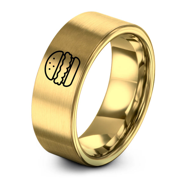 Chicken Sandwich – Tungsten Wedding Band, 8 mm, Gold Comfort-Fit Unisex