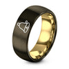 School Bell – Tungsten Wedding Band, 8 mm, Gold, Gunmetal Comfort-Fit Unisex