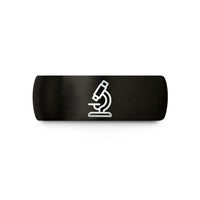 engraved rings for couples – black tungsten microscope wedding band