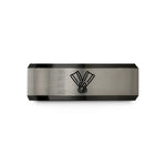wedding bands for couples – black & blue & silver tungsten fins crossed wedding band
