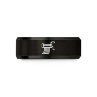 engraved rings for couples – black tungsten pasta maker wedding band