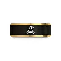tungsten bands for him – black & gold tungsten witch hat wedding band