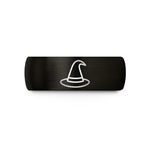 women’s promise band – black tungsten witch hat wedding band