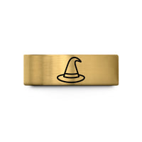 engraved rings for couples – gold tungsten witch hat wedding band