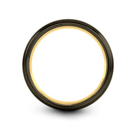 engraved rings for couples – witch hat engraving on gunmetal & gold tungsten wedding band