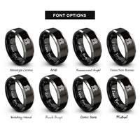 font options for inside engraving on black & gray courthouse building rings