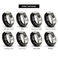 font options for inside engraving on black & silver courthouse building rings