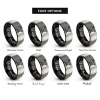 font options for inside engraving on black & grey courthouse columns ionic rings