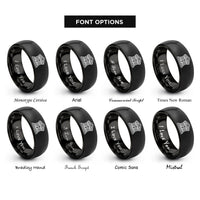 font options for inside engraving on black courthouse facade rings