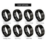 font options for inside engraving on black cousin heart rings