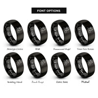 font options for inside engraving on black cousin heart rings