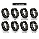 font options for inside engraving on black & gray cow rings